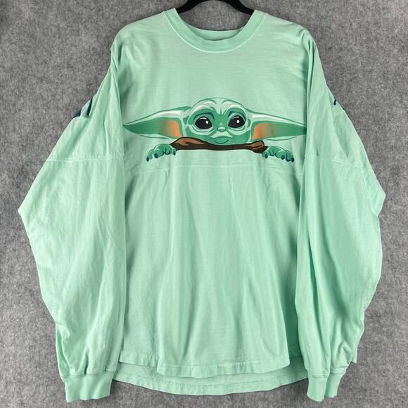 Disney Other - Disney Star Wars Mandalorian Spirit Jersey Adult XL Green Baby Yoda Long Sleeve